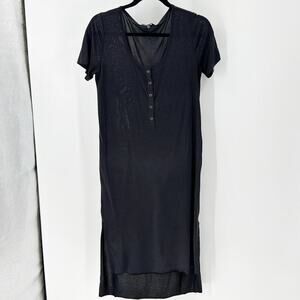 LUCKY BRAND midi hi lo semi sheer DRESS lightweight frayed hem beach size XS